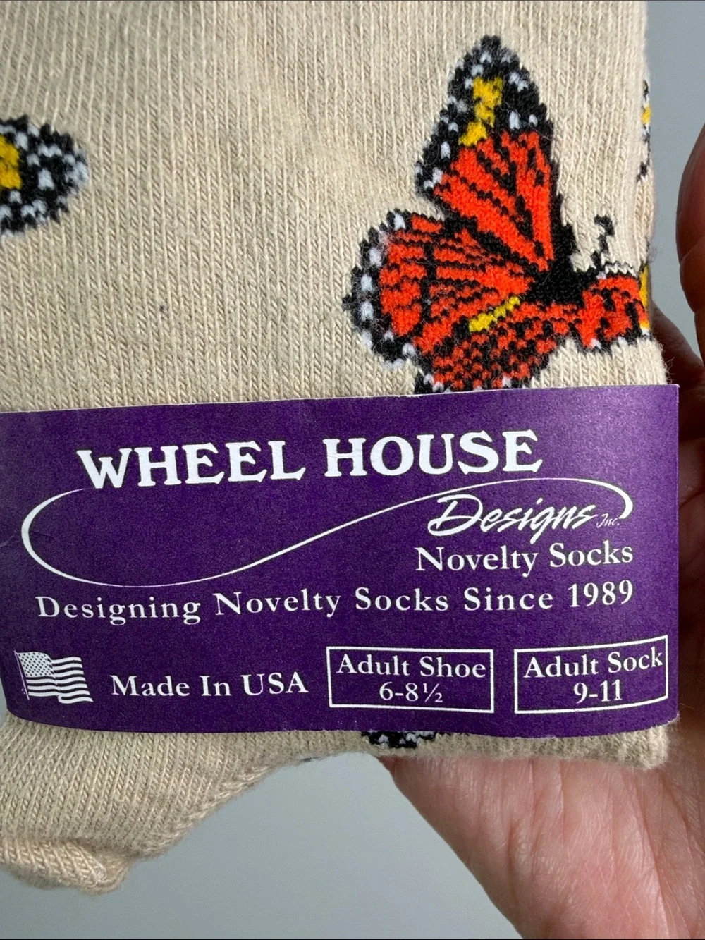 NWT Monarch Butterfly Crew Socks Women’s 9-11 Made in USA Caterpillar Chrysalis